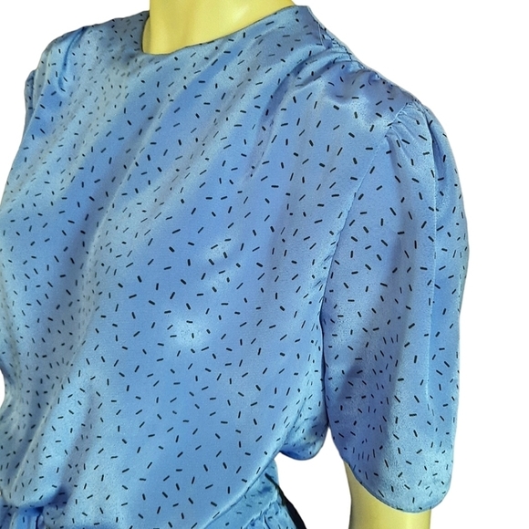 Vintage 80s Day Dress size Large Union Made Peplum Midi Elastic Waist - Picture 5 of 11